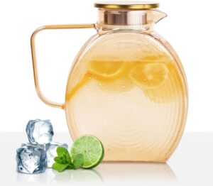Glass Pitcher with Lid for Fridge Door 2.5L Drink Dispenser for Parties Beverage Water Lemonade-min