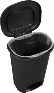 Rubbermaid Classic Step-On Trash Can with Lid, 13-Gallon, Black, Easy Clean Wastebasket for Home/Kitchen/Bedroom/Office 