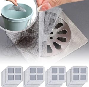 Disposable Shower Drain Hair Catcher Stickers 3.9IN, 2025 New Disposable Filter Patches Drain Hole Hair Collector, Flat Square Hair Catcher Shower Drain...