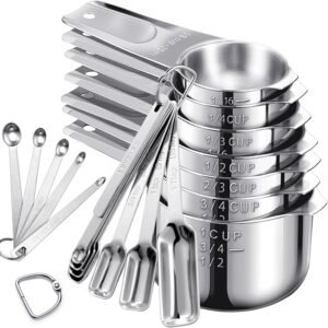 AMOHEE 20-Piece Stainless Steel Measuring Cups and Spoons Set-min