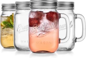 Best Mason Jar Glasses with Lids and Straws: Top 20 Stylish & Eco-Friendly Picks 2 1 Ball Mason Jar Drinking Mugs with Handles-min
