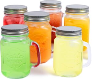 Best Mason Jar Glasses with Lids and Straws: Top 20 Stylish & Eco-Friendly Picks 13 12 Estilo Colored Mason Jar Glass Tumblers (Set of 6)-min