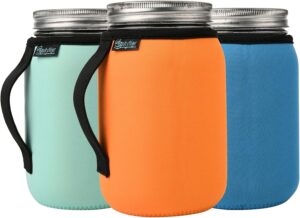 Best Mason Jar Glasses with Lids and Straws: Top 20 Stylish & Eco-Friendly Picks 18 17 Suntake Mason Jar Glass Cups with Silicone Sleeves-min