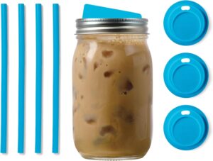 Best Mason Jar Glasses with Lids and Straws: Top 20 Stylish & Eco-Friendly Picks 6 5 Jarware Mason Jar Drinking Lids & Straw Set-min