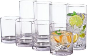 13 US Acrylic Classic Clear Plastic Reusable Drinking Glasses (Set of 8)-min