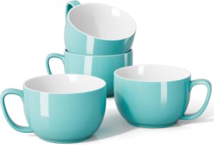 19 Teocera Porcelain Soup Bowls with Handles, 24 oz Turquoise, set of 4-min