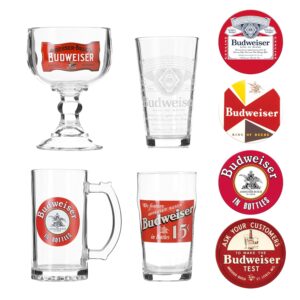 20 Best Beer Glass Sets for Home Use 4 3 Budweiser 4 Beer Glass and Coaster Deluxe Gift Set
