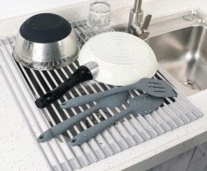 Best Dish Drying Racks for Small Counters: Compact, Stylish & Functional 4 3 Surpahs Over-the-Sink Roll-Up Dish Rack-min