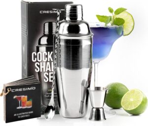 20 Best Cocktail Shakers for Home Bars Boston, Cobbler & French Picks 6 5 Cresimo 24oz Stainless Steel Cocktail Shaker Set-min