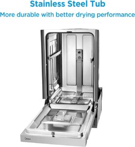 4 idea MDF18A1AST Built-in Dishwasher with 8 Place Settings, 6 Washing Programs, Stainless Steel Tub, Heated Dry, Energy Star-min