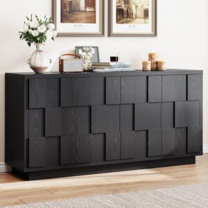 ONBRILL 60 Sideboard Buffet Cabinet with Storage, Irregular Panel Design Creden-min
