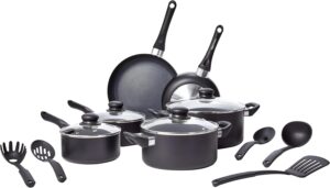 Best Nonstick Cookware Set | A Realistic Guide (2026) 4 3 Amazon Basics Non Stick Kitchen Cookware 15-Piece Set,
